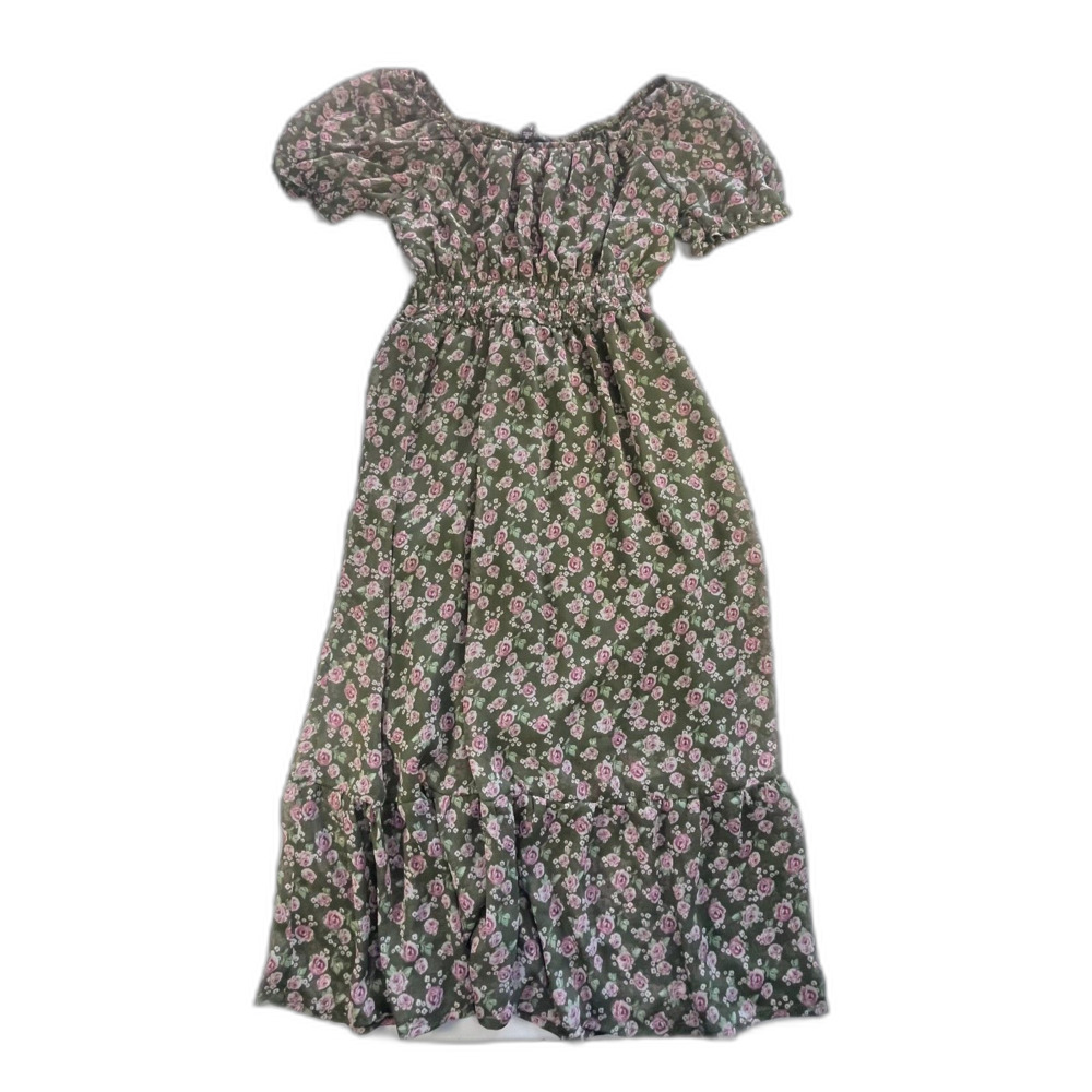 Trixxi Girl Juniors Green Floral Dress Size 12 Mini Cottagecore Feminine Dress